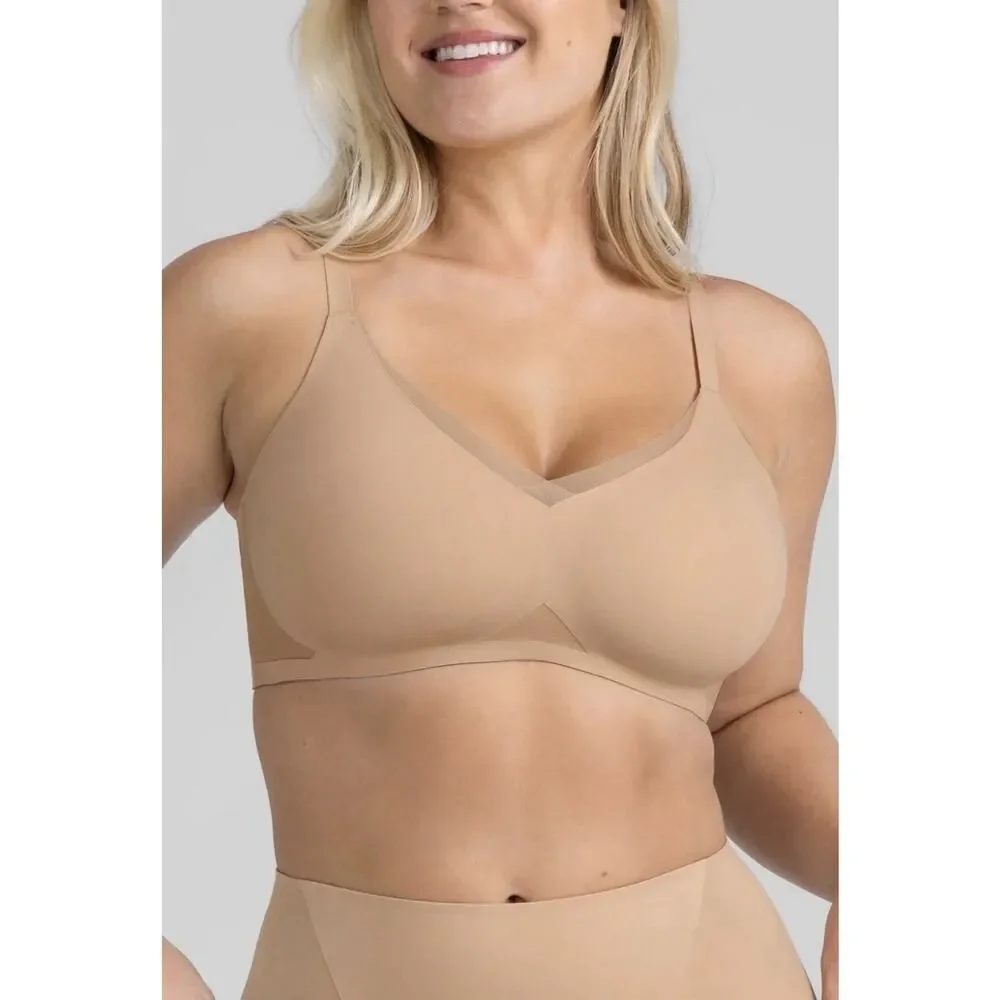 HoneyLove Crossover Bra Size 1X 40 C/D Beige Lined Wireless Comfort Multiway